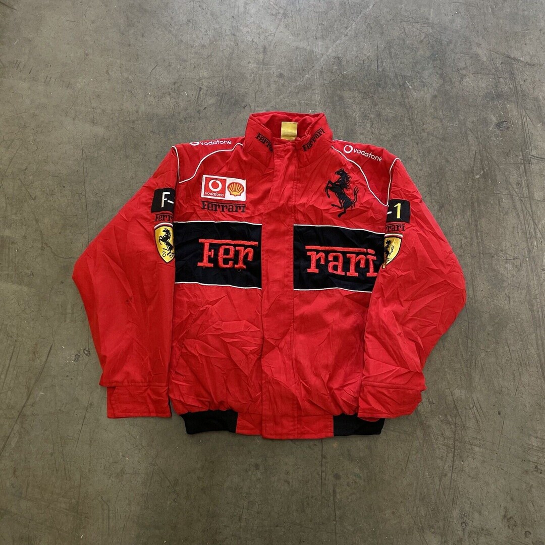 Ferrari Bomber Jacket Racing USA Vintage 90s Sports Coat Red Etsy