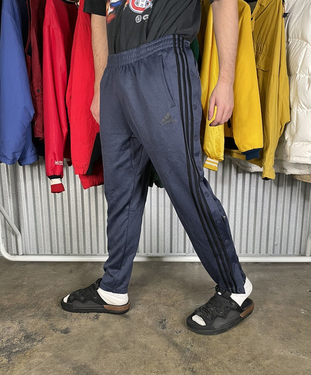 Adidas Tracksuit Bottoms Poppers 90s Vintage Sports Joggers Etsy