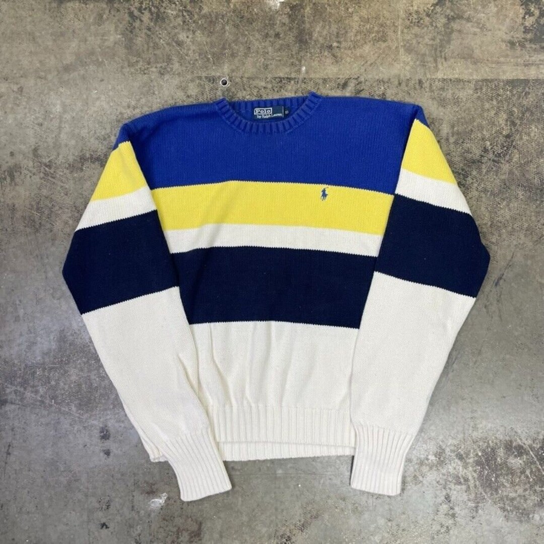 Ralph Lauren Polo Knit Sweater Y2K Sports Sweater Blue White Etsy UK