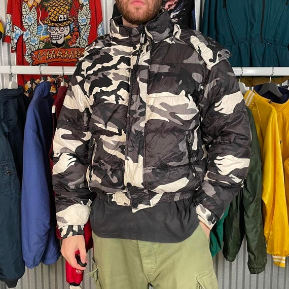 Schott Snow Camo Parka Coat Y2K Down 