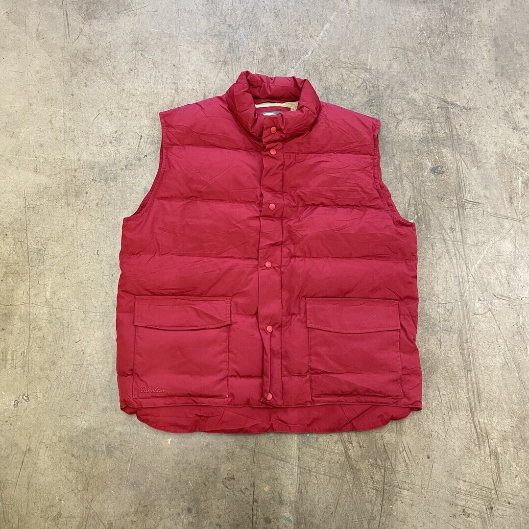 Cabelas Gilet 90s Fleece Lined Full-zip Winter Puffer Vest - Etsy