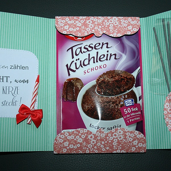 Geburtstagsüberraschung, Tassenkuchen, Kuchen, Geburtstagskuchen,Geburtstag, Verpackung, Handmade, Tassenküchlein