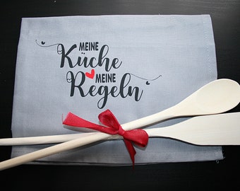 Geschirrtuch mit Spruch, Küche, Einzug, Mitbringsel, Geschenk, Geburtstag, Spülen, Kochen