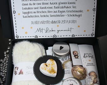 Wohlfühlset,Kleine Auszeit,Geschenkbox,Selfcare Wellness Box, Personalisierbar,Geschenk, Freundin,Weihnachten,Geburtstag,Wichtel,Spa,Tee