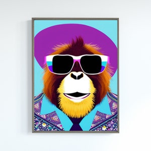Funny Cute Orangutan with glasses, Printable Wall Art | Orangutan Photo | Orangutan Art | Bathroom Art Print | Digital Download