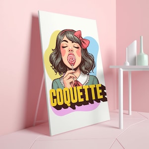 Coquette girl Personalized Coquette bow poster Retro pop print Coquette aesthetic room decor