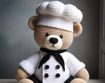 Chef Bear Crochet Pattern Amigurumi crochet pattern English PDF pattern Crochet Toy