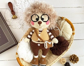 Hedgehog Amigurumi Cute  Kawaii Crochet Pattern - Digital Download PDF - Adorable Professor Oswald Amigurumi - Crafting the Cutest Ever