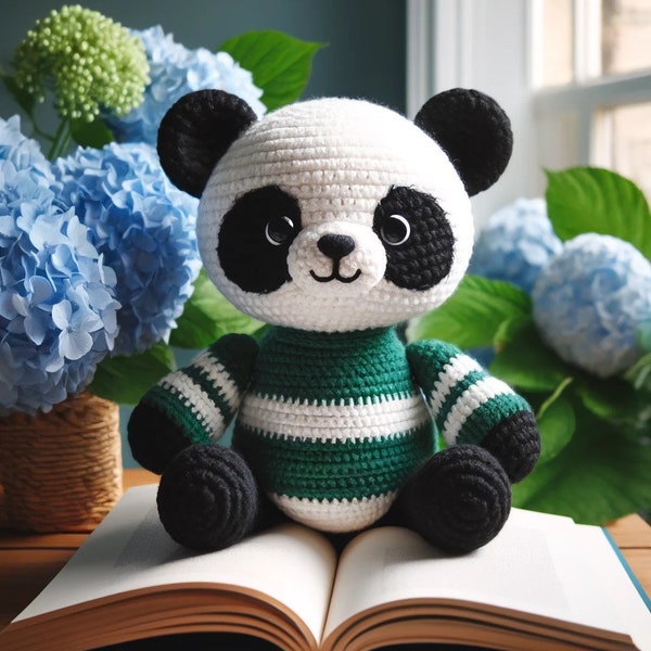 Crochet Pattern Panda, Amigurumi Panda Pattern Plush Bear Step-By-Step Tutorial PDF in English