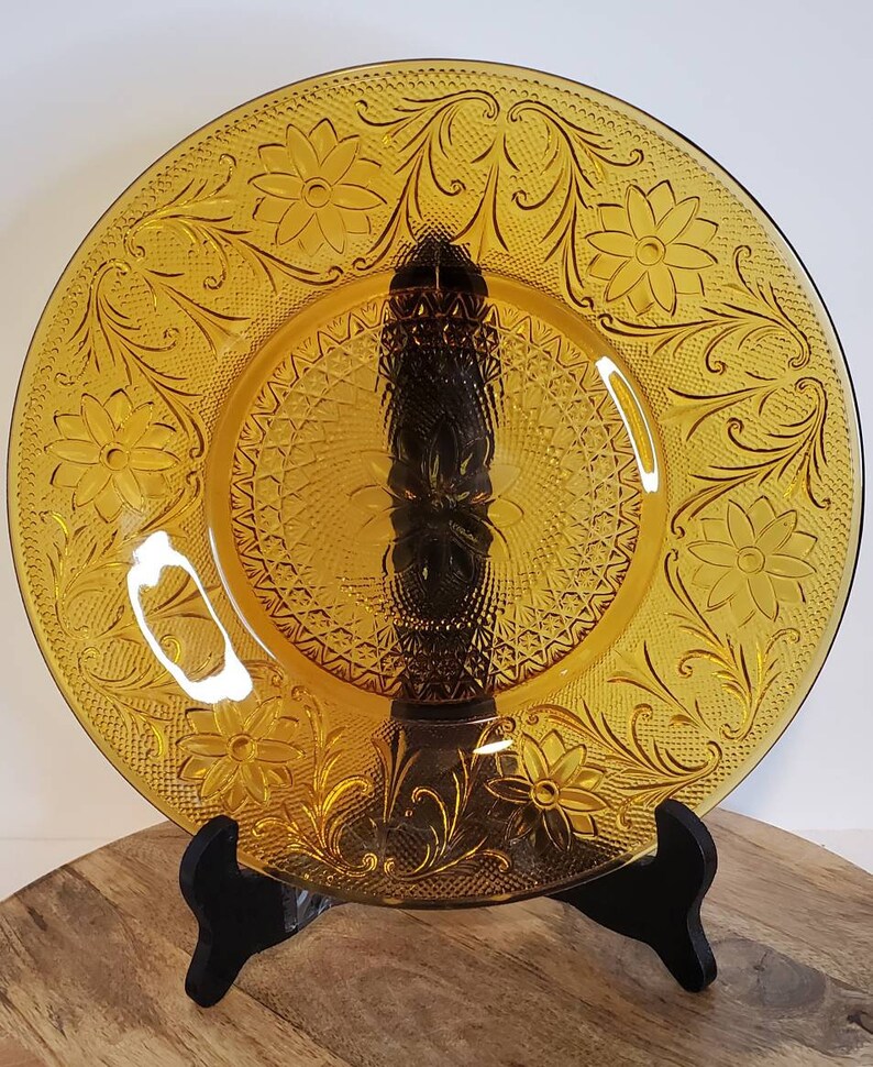 6 Pcs Tiara Glass Sandwich Amber Vintage MCM Etsy