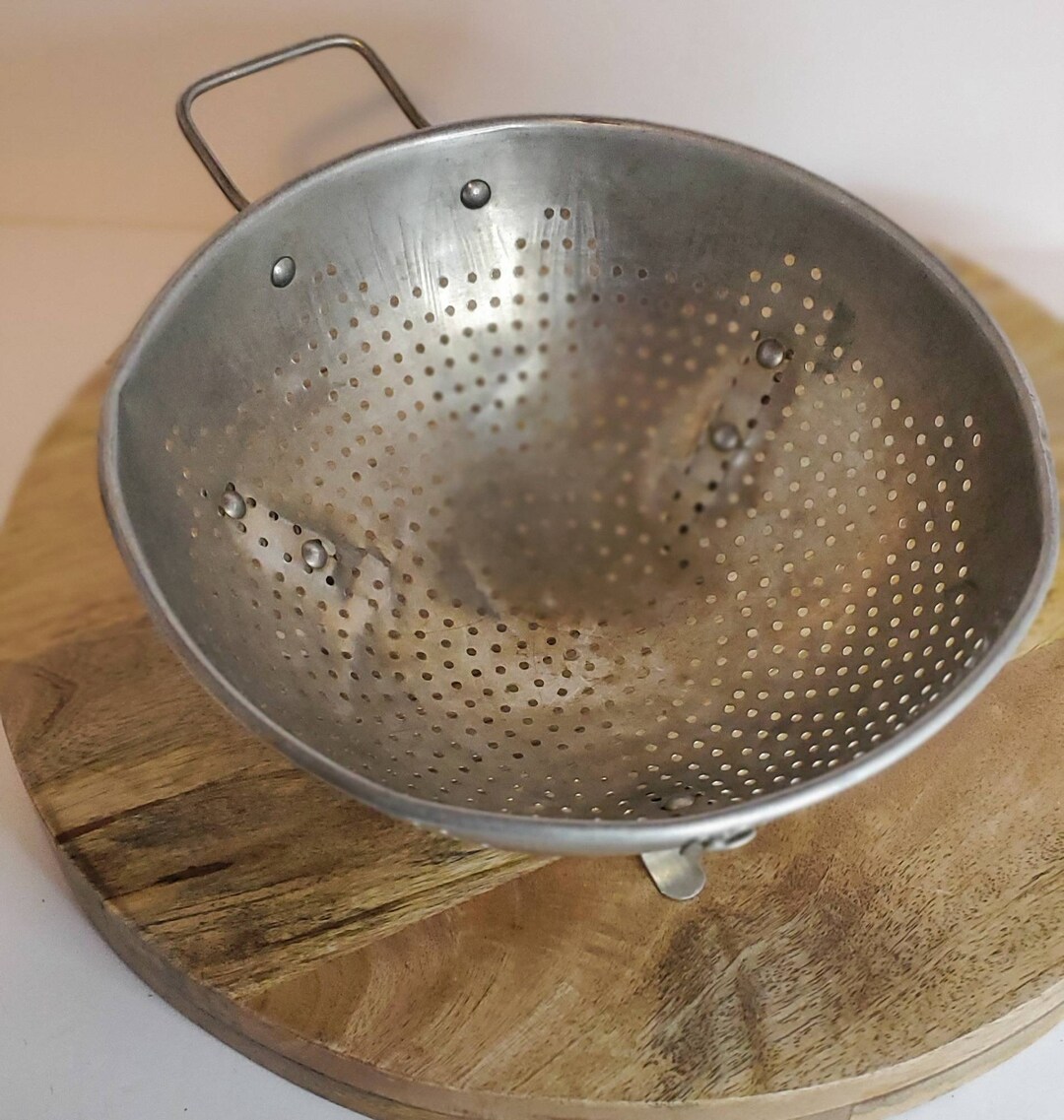 Vintage Aluminum Strainer 8 5/8, Lightweight With Handle Etsy