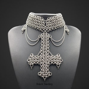 Chainmail gothic stainless steel choker