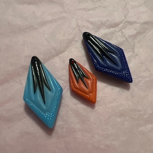 1 Vintage Etched Carved Czech Glass Art Deco Pendant | 1940s | Choose Colour