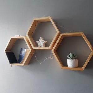 Hexagon shelves/Floating shelves/wall mount/ living room/ kitchen/