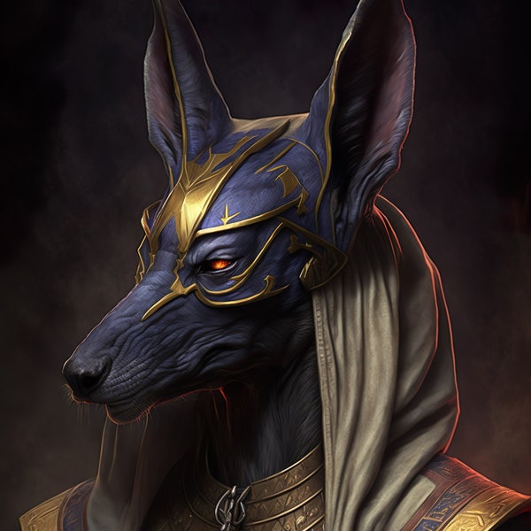Amazing Anubis Egyptian God of death Digital Art 4k+ res. Perfect for tablet/phone wallpaper or print your own artwork/anything else!