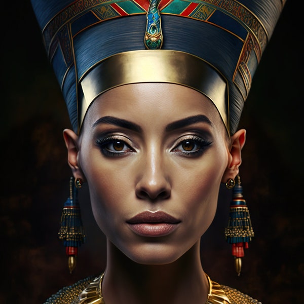 Stunning Nefertiti Digital Art 4k+ Resolution. Perfect for tablet/phone wallpaper or use it to print you own artwork/anything else!