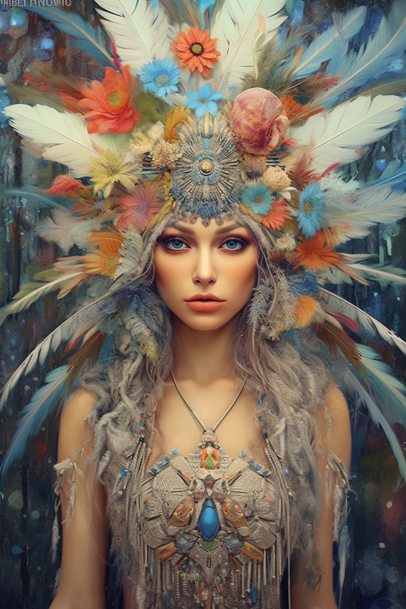 Boho 4k Digital Art Stunning Woman Version 1 4 Files - Etsy