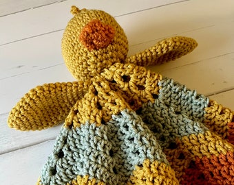 Darrel the Duck Lovey Crochet Pattern PDF Instant Digital Download Spring Crochet Lovey Pattern for Babies