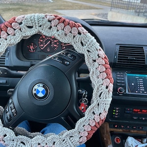 Flower Power Steering Wheel Cover Crochet Pattern PDF Instant Digital Download Granny Square Car Steering Wheel Crochet Cover