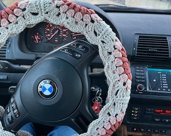 Flower Power Steering Wheel Cover Crochet Pattern PDF Instant Digital Download Granny Square Car Steering Wheel Crochet Cover