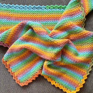 Crochet Moss Stitch Baby Blanket Pattern: Baby Joe&#39;s Colorful Stripes (PDF Digital Download)