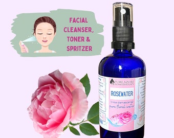 Pure Rosewater | Rose floral water / hydrosol | No additives | Bulgarian Rosa Damascena | 100% Pure & Natural | Toner Spritzer Pillow Spray