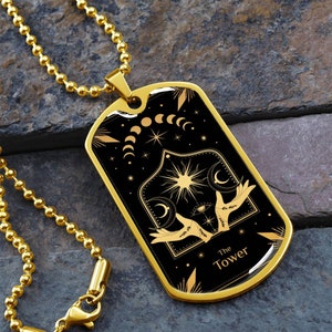 Pendentif tarot, la tour, l'inattendu gravure gratuite