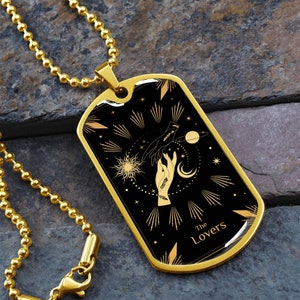 Tarot hanger, de geliefden, vervulling, geluk, succes, gratis gravure