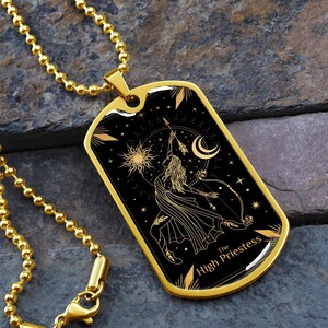 Pendentif tarot, la grande prêtresse, sagesse, spiritualité, pureté