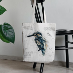 Kingfisher, Kingfisher Bag, Tote Bag, Cotton Bag, Cloth Bag, Jute Bag Tote Bag bird print, Organic Tote Bag, Vintage Kingfisher Bag,