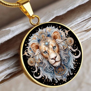 Naszyjnik znak zodiaku LEO biżuteria duchowa, spersonalizowane prezenty, naszyjnik wykonany ze stali nierdzewnej lub 18K złota w pudełku upominkowym,