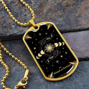 Tarot-Anhänger, das Rad des Schicksals, Schicksal, Karma, Zufall, kostenlose Gravur