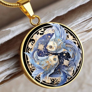 Naszyjnik znak zodiaku PISCES biżuteria duchowa, spersonalizowane prezenty, naszyjnik wykonany ze stali nierdzewnej lub 18K złota w pudełku upominkowym,