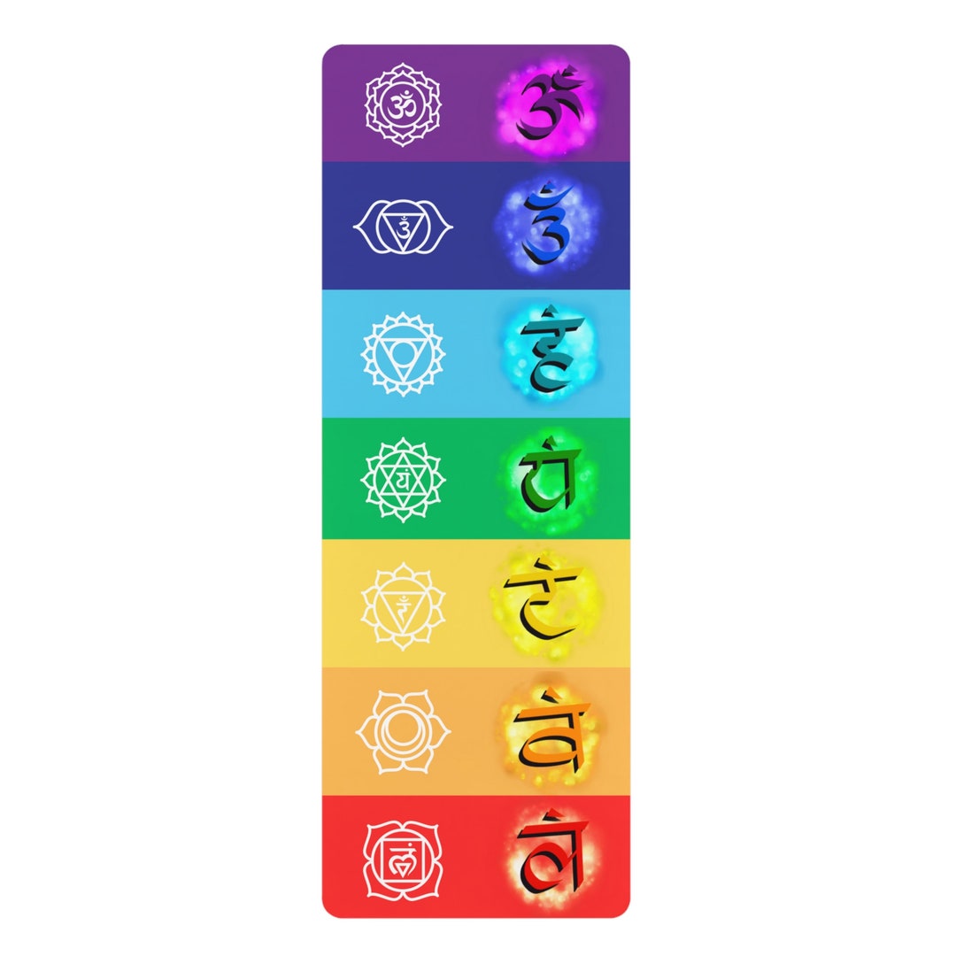 Chakra Yoga Mat Sanskrit Symbols Chakra Wellness Mat Etsy