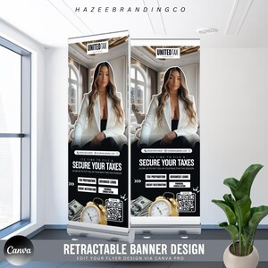 Tax Season Retractable Banner, Tax Services Retractable Banner, Tax Refund Banner, Tax Preparation, Tax and Credit Repair Banner, Finance