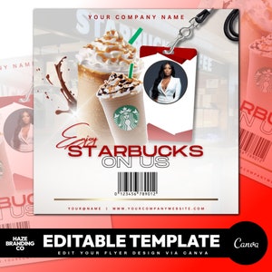 Starbucks Flyer, Coffee Treat Flyer, DIY Flyer Template Design, Starbucks Giveaway Flyer, Coffee On Me Flyer, Buy A Coffee Gift Card Flyer