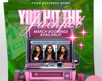 March Booking Flyer | March Books | Casino Flyer | Book Now Flyer | March Madness Flyer | Braid MUA Lash Nail Hair Appt Flyer