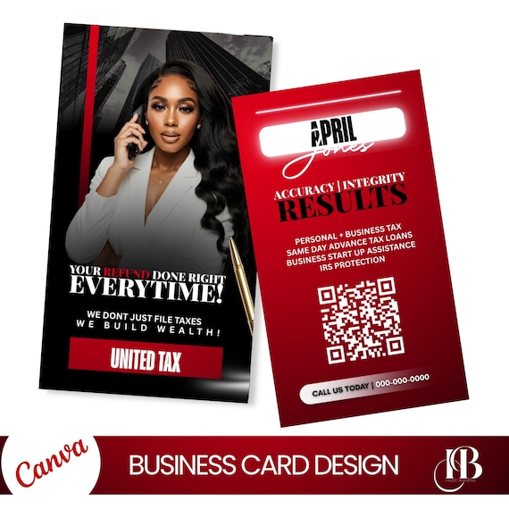 Tax Professional Card, Business Card, Tax Refund, Premade Card, Taxes Business Card, Editable Design, Credit Repair, Accounting, Tax Pro