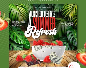 Plantilla de reparación de crédito / Folleto de crédito / Reparación de crédito de verano / Marketing de reparación de crédito / Folleto de verano / Restauración de crédito / Especial de crédito
