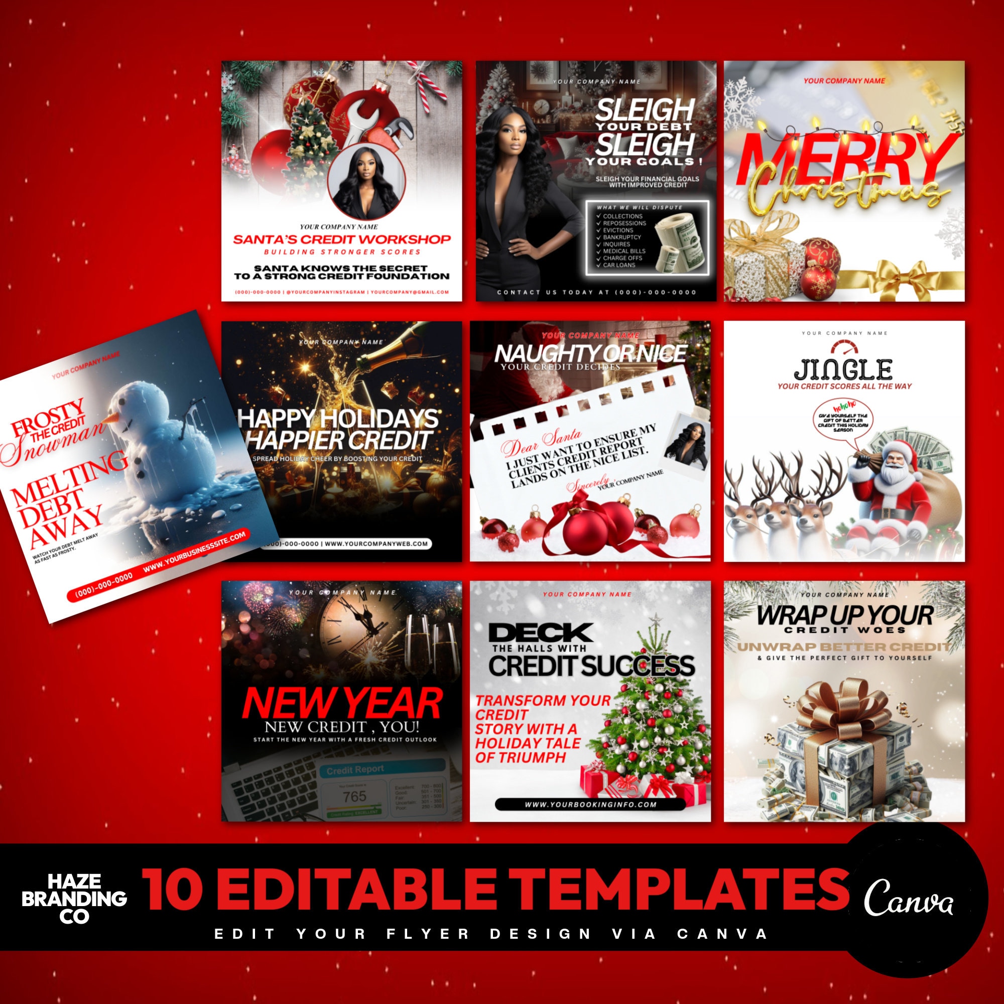10 Holiday Credit Repair Flyers, Credit Restoration Templates, DIY ...
