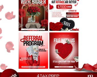 4 Tax Prep Valentines Flyer | Valentines Flyer | Tax Professional | Tax Prep Flyer Bundle | Tax Flyer Template | Prep Flyers Bundle | DIY