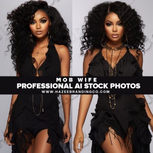Mob Wife- African American Model, Beauty Stock Photos, Hair Stock Photos, Makeup Stock Photos, Fashion Model, Wig Stock Photo, all Black