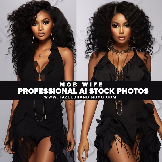 Mob Wife- African American Model, Beauty Stock Photos, Hair Stock Photos,  Makeup Stock Photos, Fashion Model, Wig Stock Photo, all Black