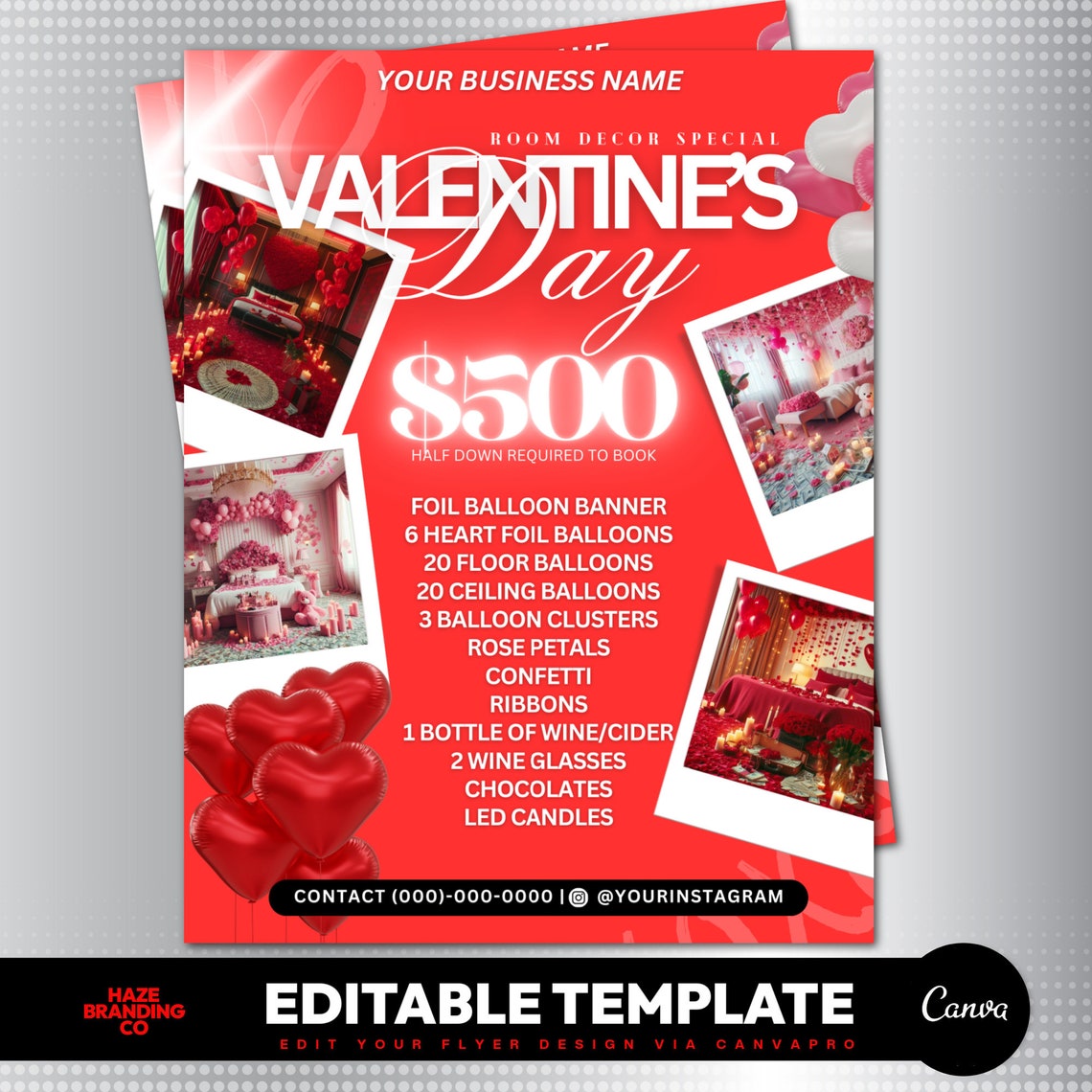 Romantic Hotel Decor Flyer, Party Rentals Flyer, DIY Flyer Template ...