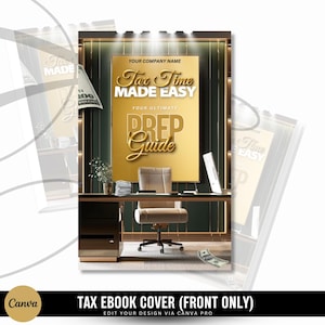 Tax Prep Editable E-Book Template, Taxes Training Manual E-book Cover Template, Business Owner E-book, E-book Canva, Tax Professional