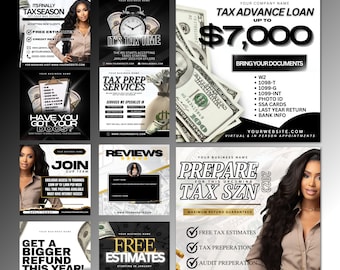Tax Prep Bundle, Tax Prep Instagram, Tax Prep Flyer Bundle, Tax Flyer Template, Prep Flyers Bundle, Tax Prep Templates, Tax Preparation Post