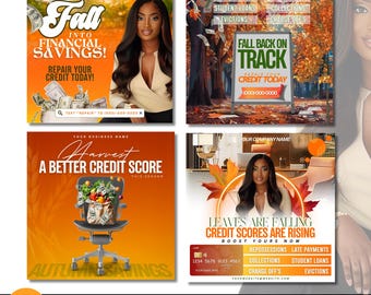4 Fall Credit Repair Flyers, Credit Restoration Templates, DIY Flyer Content, Credit Repair Marketing, Credit Repair Business Post, Tax Prep