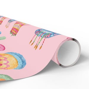 Watercolor Birthday Cake Wrapping Paper: Pink Pastel Party Gift Wrap Bild 3