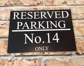 REFLECTIVE PERSONALISED CUSTOM Metal - Private / Reserved / No Parking Sign Weatherproof - Black with Reflective White text 300mm x 200mm