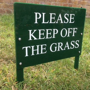 Keep Off The Grass sign Plaque acrylic with spikes weatherproof